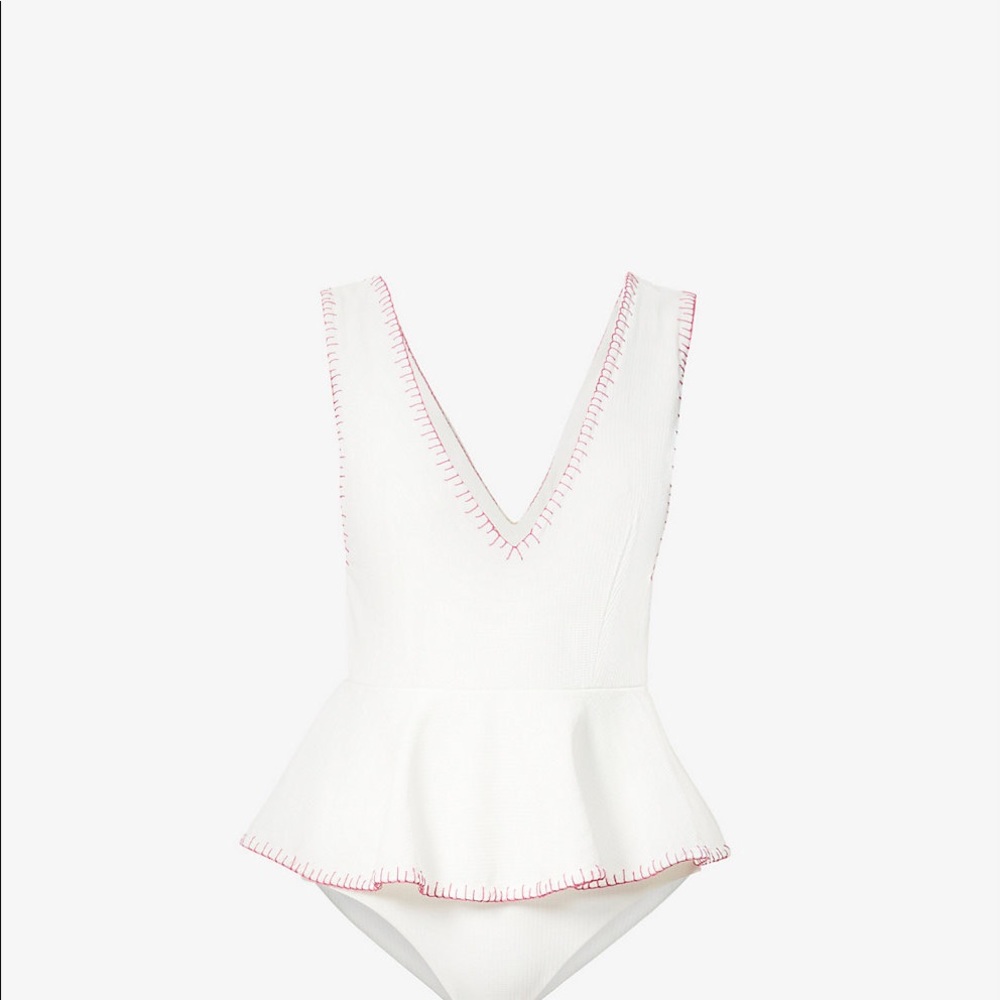 MARYSIA
Trulli V-neck ruffle-trimmed swimsuit NWT large